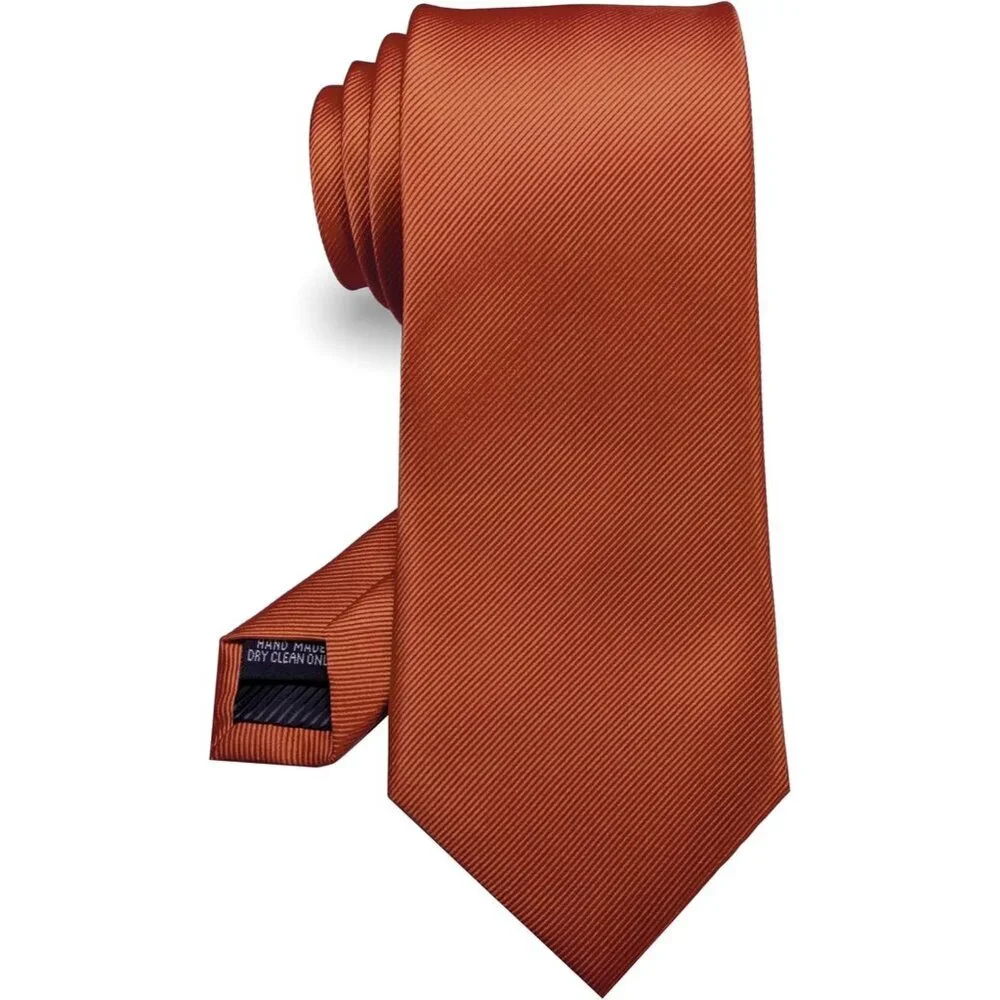 Men's Solid Color Tie Formal Necktie for Gift For Brother Father Rust